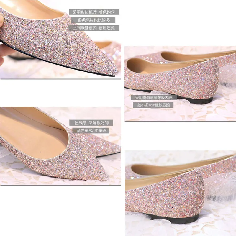 

Pointed Toe Fashion Classics Flats Women Casual Pointed Toe Flat Loafers New Party Sequin Shoes Favorite