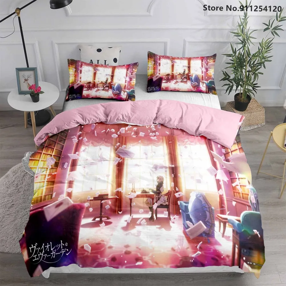 Фиолетовый комплект пододеяльников Evergarden постельное белье с Ниме комплекты