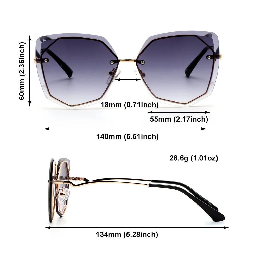 

Fashion Shades Women Rimless Cat Eye Sunglasses Luxury Brand Design Women Metal Sun glasses UV400 Eyewear Trendy
