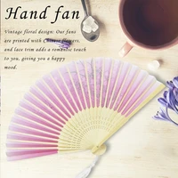 pink women silk fan chinese japanese hand fan folding fan home decoration ornaments art craft gift wedding dance hand fan