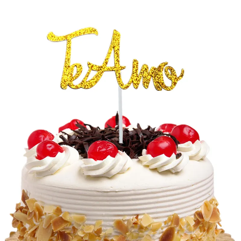 

Cake Flags Te Amo Spainish Love You Valentine's Day Birthday Cake Toppers Wedding Bride Party Decor DIY Cake Topper Personalized