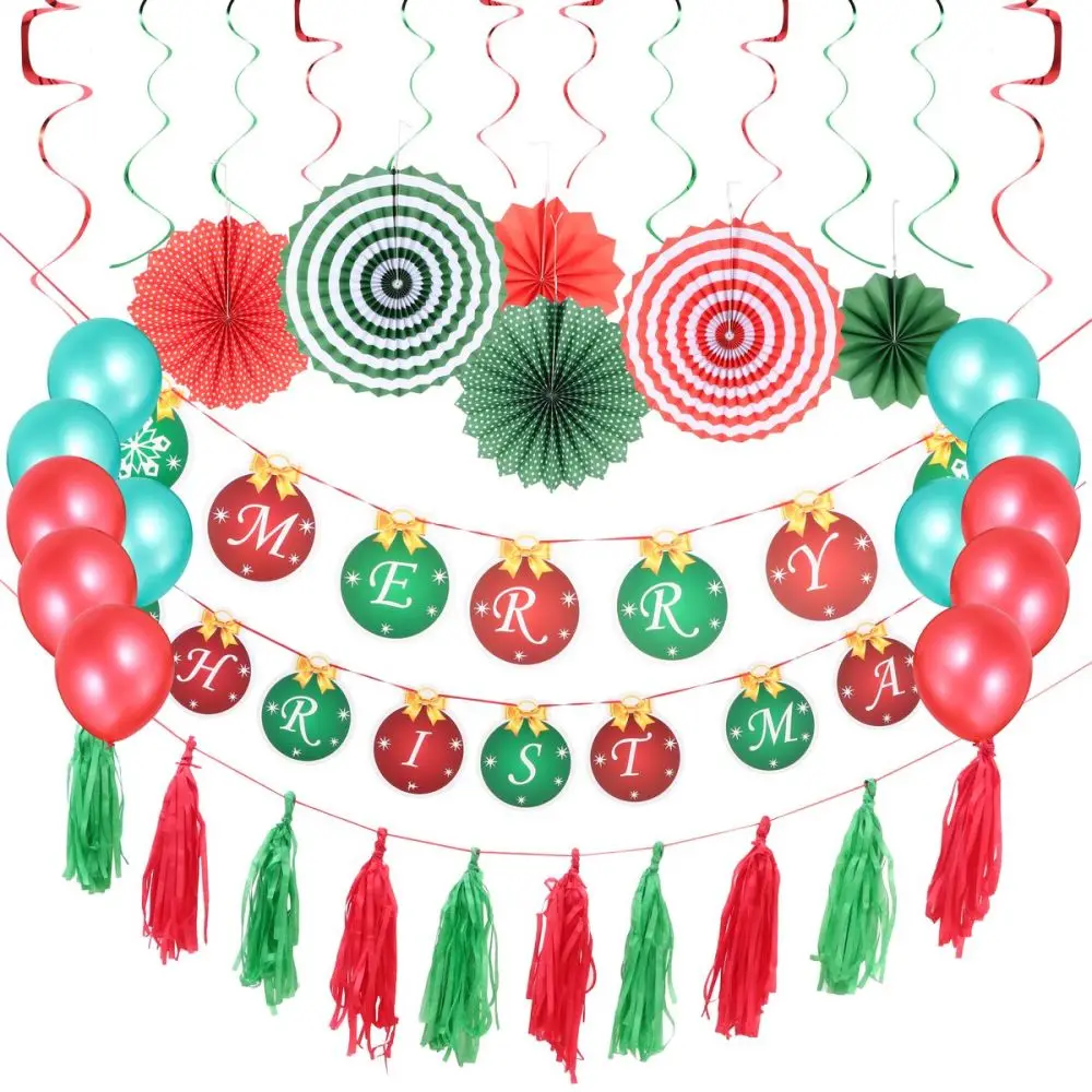 

1 Set Paper Hanging Decorations Set Christmas Theme Banners Party Supplies