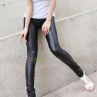 Однотонные женские леггинсы одного размера с высокой талией, эластичные облегающие брюки из искусственной кожи, леггинсы, женские брюки