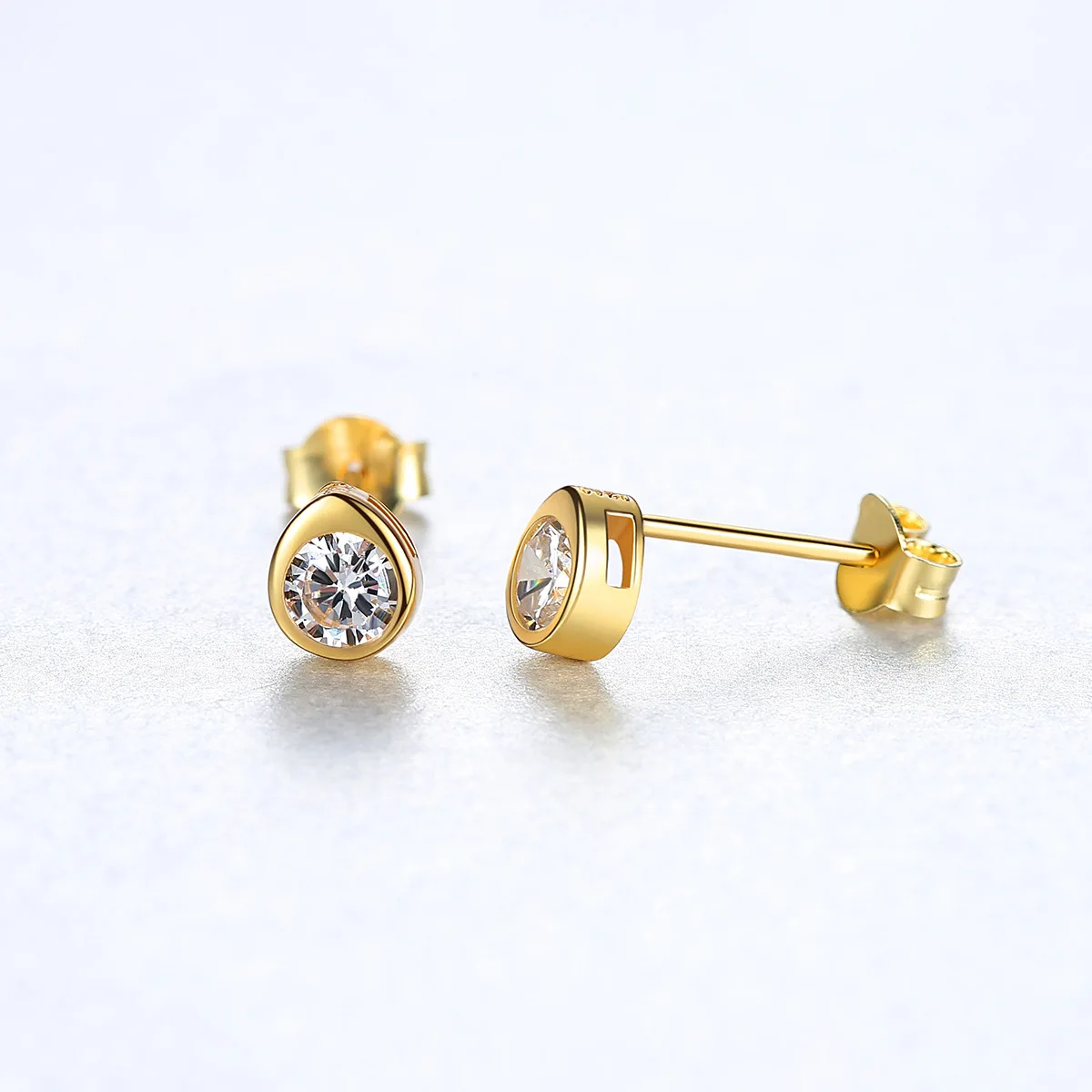 Женские серьги гвоздики из серебра 925 пробы с круглым золотом|Серьги-гвоздики| |