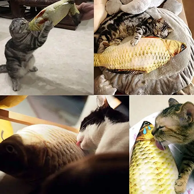 Pet Soft Plush 3D Fish Shape Cat Toy Interactive Gifts Catnip Toys Stuffed Pillow Doll Simulation Playing For | Дом и сад