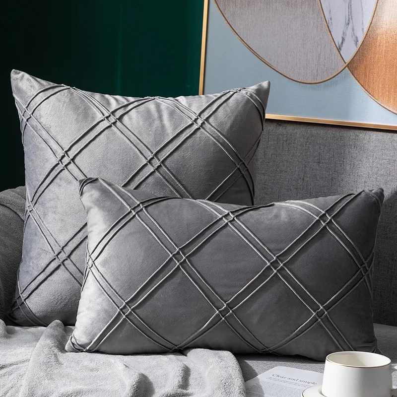 Наволочка с вышивкой новая модная клетчатая наволочка геометрическим рисунком