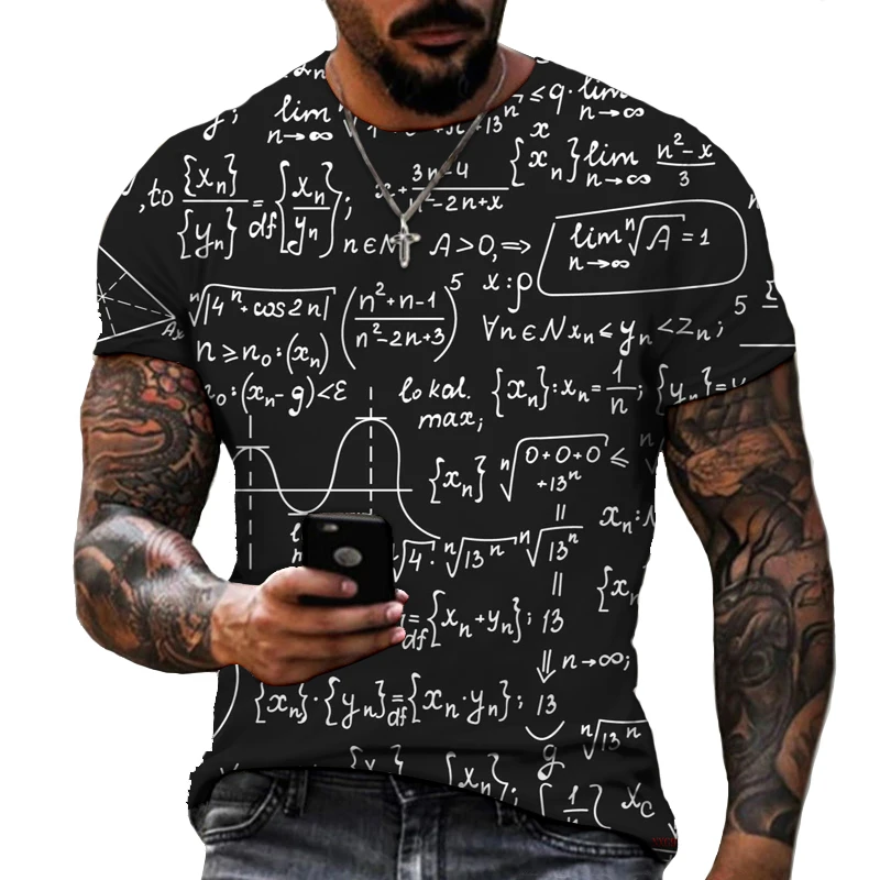 

Mathematical Formula Harajuku Casual Colorful Fashion Funny 3D Printing T-shirt Men's Loose Short-sleeved High-quality Fabric