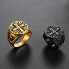 Винтажное мужское кольцо с крестом Святого Бенедикта CSPB из нержавеющей стали в стиле хип-хоп