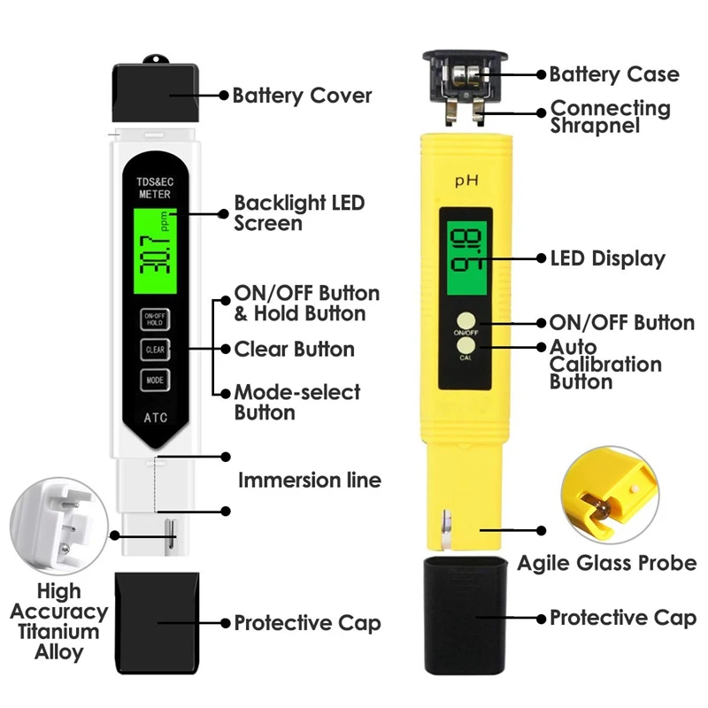 Топ! тестер качества воды 2 в 1 Набор PH & TDS 0 9990 PPM EC и измерение