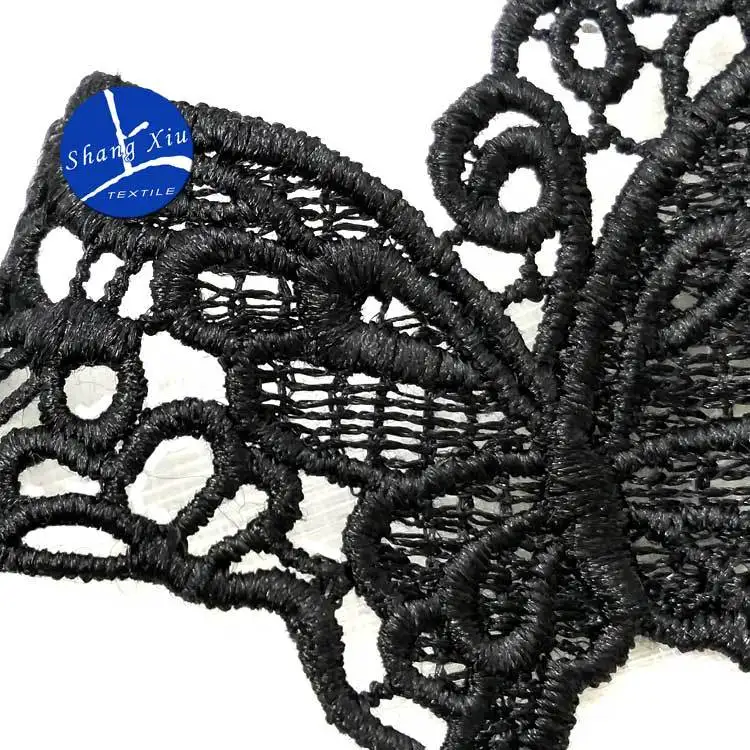 1pc DIY Multilayer Embroidery black Lace butterfly Neckline Collar Applique water-soluble Sewing on Patches fake detachable Acc |