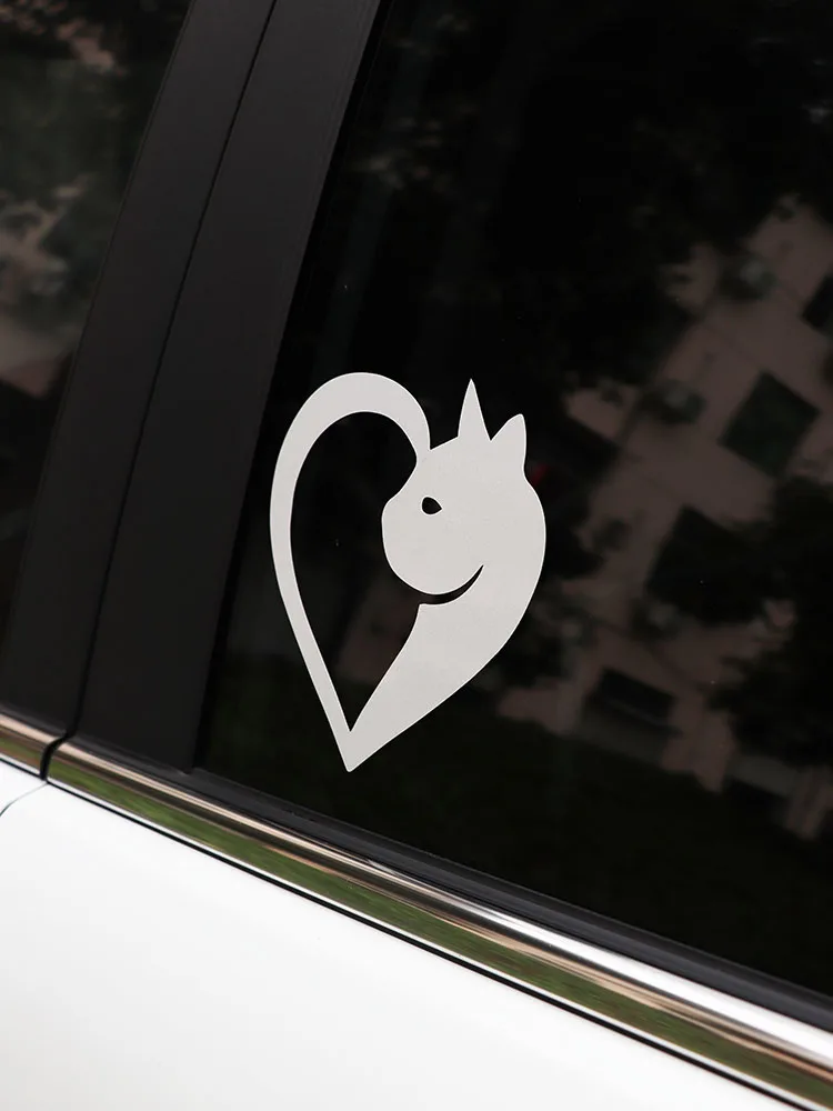 

ZTTZDY 13.8*13.4CM Love outline Car Decal Pet Cat Vinyl Sticker Black/Silver ZJ4-0233