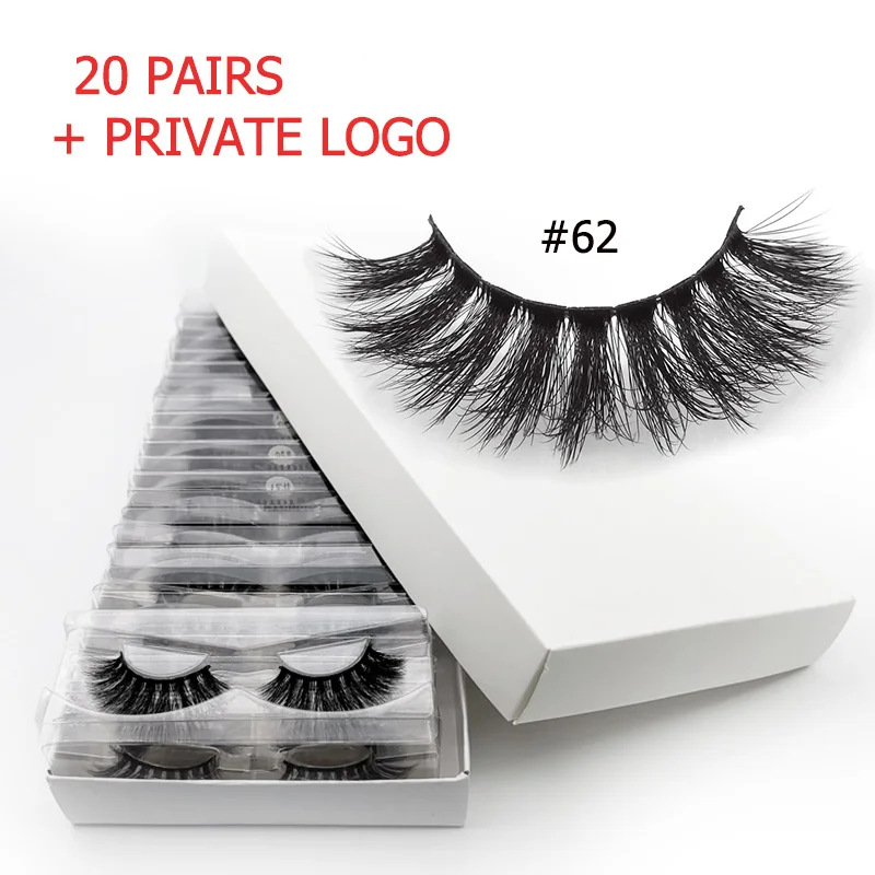 20pairs62WWITHLOGO 20 пар оптом ресницы Объемные ресницы Макияж 3d норковые ресницы накладные ресницы оптом натуральные накладные Ресницы cilios - Цвет: 20pairs62WWITHLOGO
