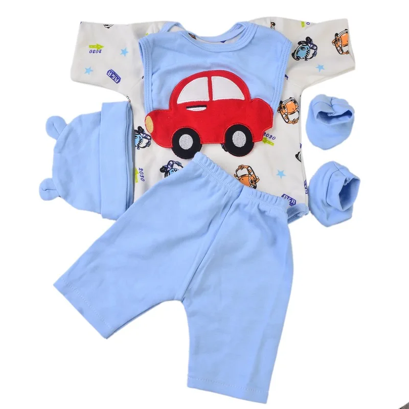 

New 22-23 Inch Rebirth Baby Western Style Simulation Doll Accessories Baby Boy 5-piece Cotton Comfortable Skin-friendly Set