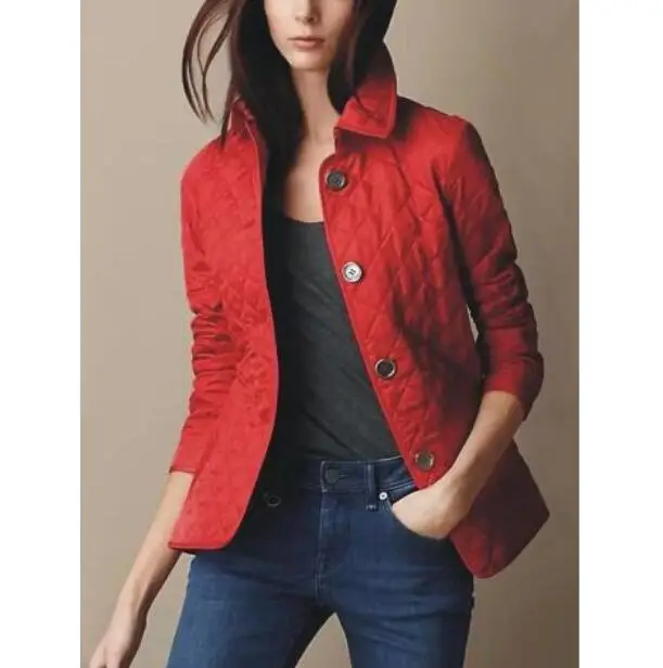 

Limited Classic Women England Fashion Diamond Jacket British Quilted Blazers Solid Coat Single Breasted Slim London Brit Jackets