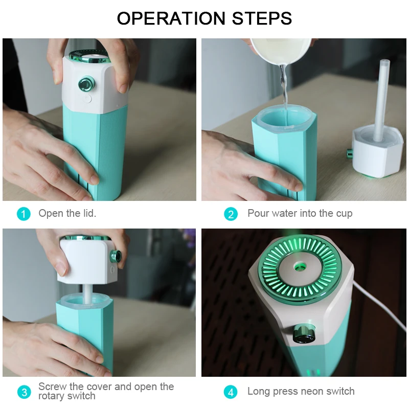 ultrasonic cool mist humidifier mini car desktop super quiet operation can adjust the size cold 7color led light | Спорт и