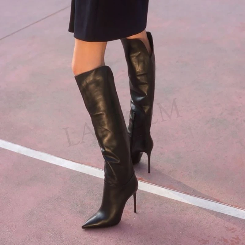 Женские высокие сапоги ручной работы женские пикантные базовые из искусственной