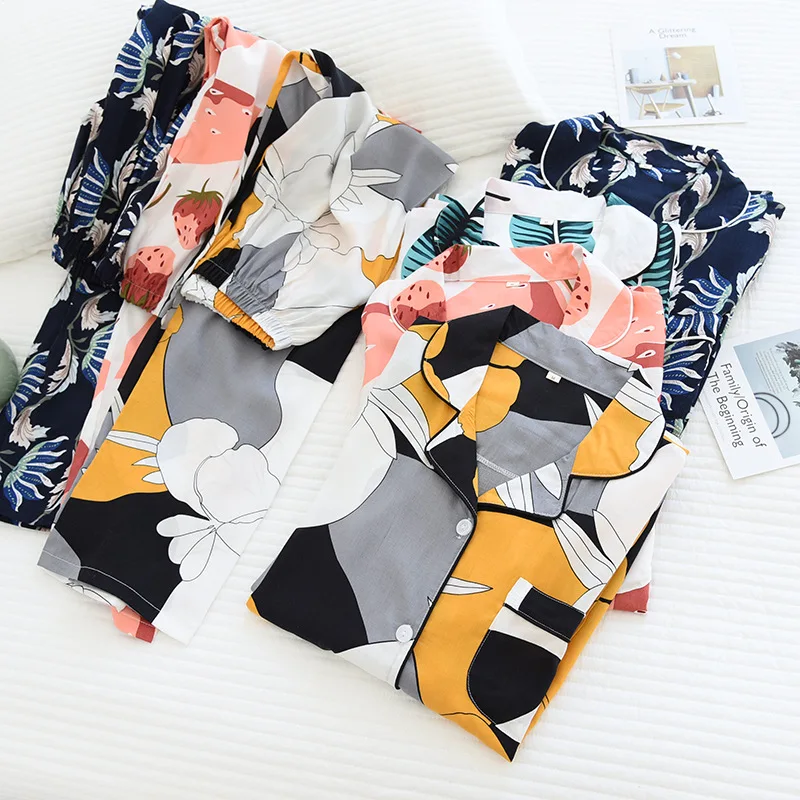 Spring/Autumn New Women's Pajamas Set Cotton Silk Summer Thin Long Sleeve Sleepwear for Ladies Loose Soft Comfort Home Clothing