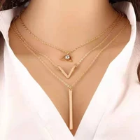 fashion personality womens necklace multi layer metal v shaped daily wild street shooting necklace 2021 trend new party gift