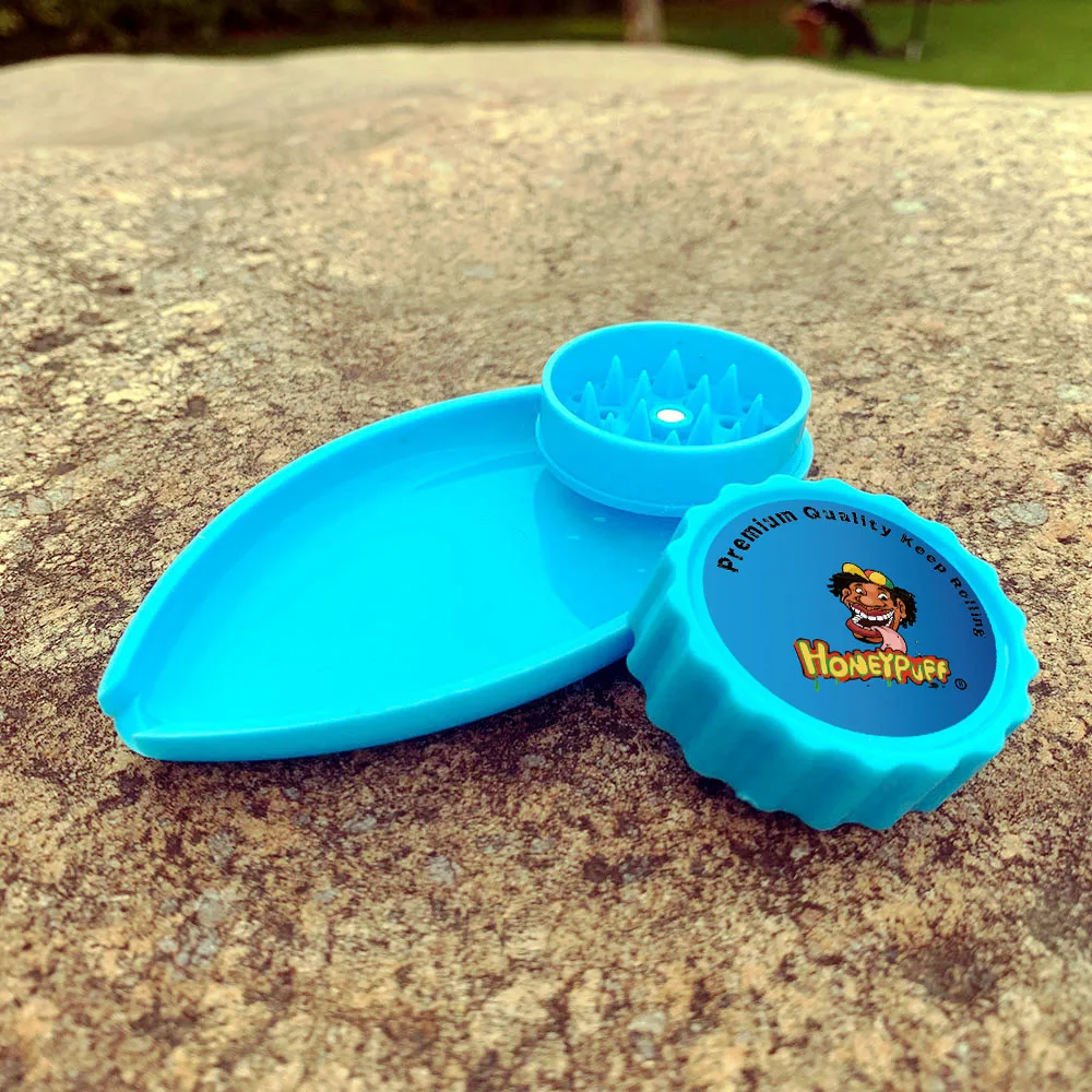 

HONEYPUFF 40MM Magnetizing Tobacco Grinders Premium Plastic Herb Grinder Tray & Roll Combo All In One Smoke Pipes
