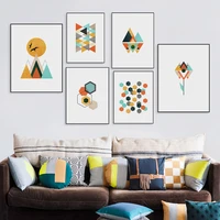 geometric multicolored abstract art painting of home decoration wall living room bedroom corridor hanging picture frameless