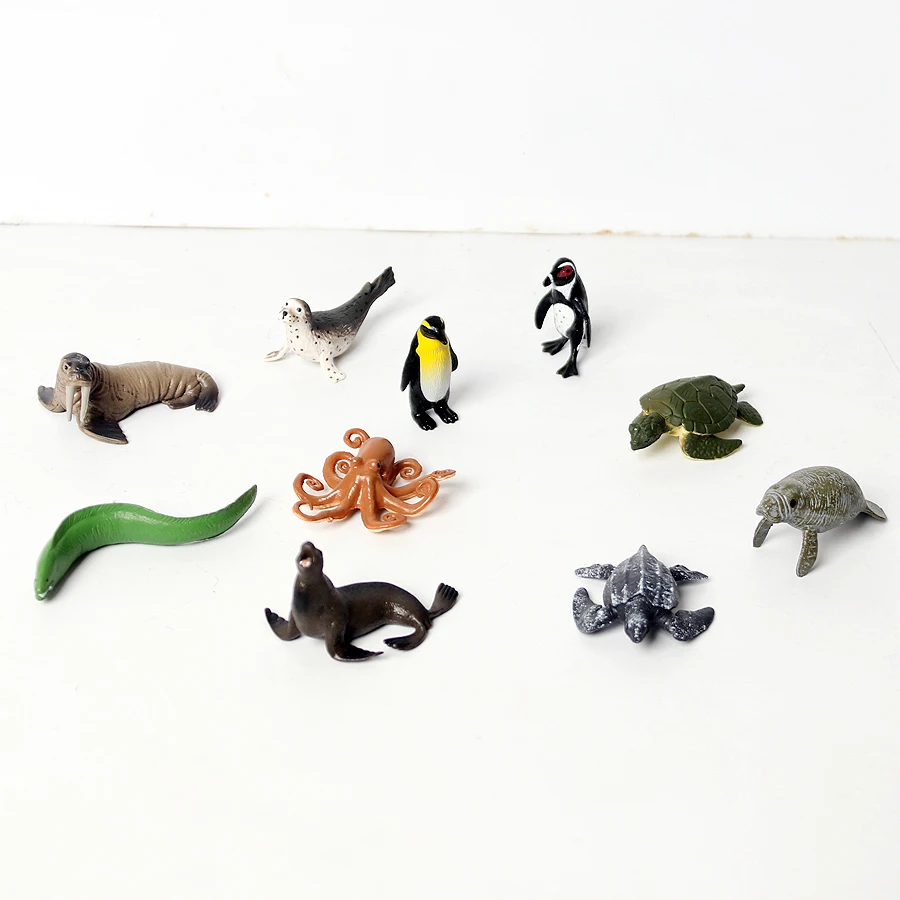 10 шт. миниатюрные реалистичные морские фигурки животных морж пятнистая печать