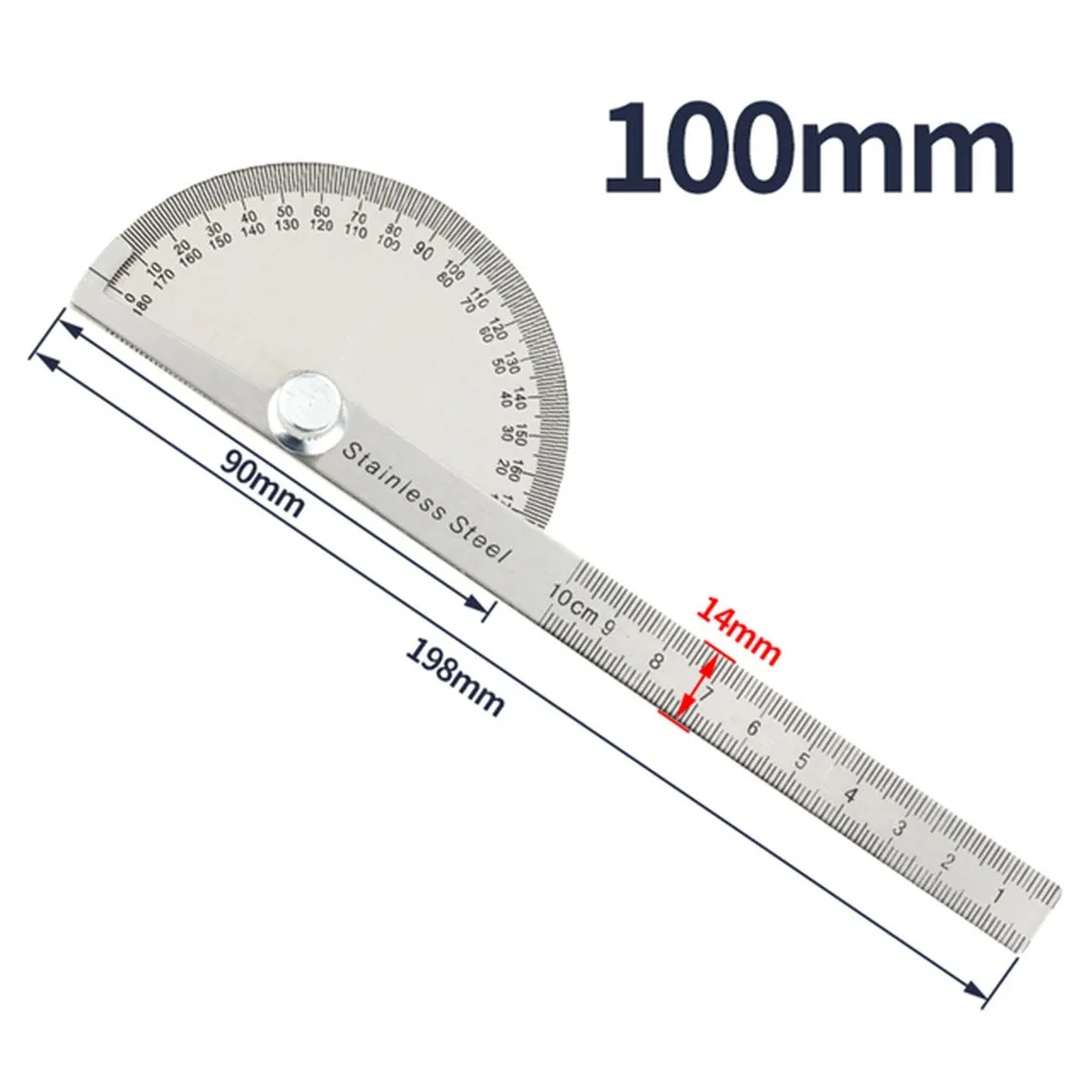 

1 шт., угломер из нержавеющей стали SAE, 0-180 °, 0-100/150 мм
