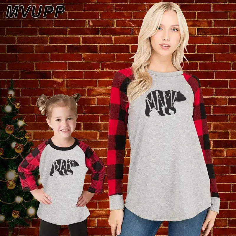 Длинная клетчатая футболка Одинаковая одежда для мамы и дочки комплекты меня