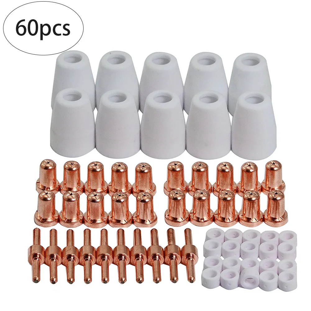 

60/22/18PCS Welding Nozzles Protective Cap Diverter Plasma Electrode Tips Nozzle Extended Kit Long Electrode Nozzle Plasma Kit