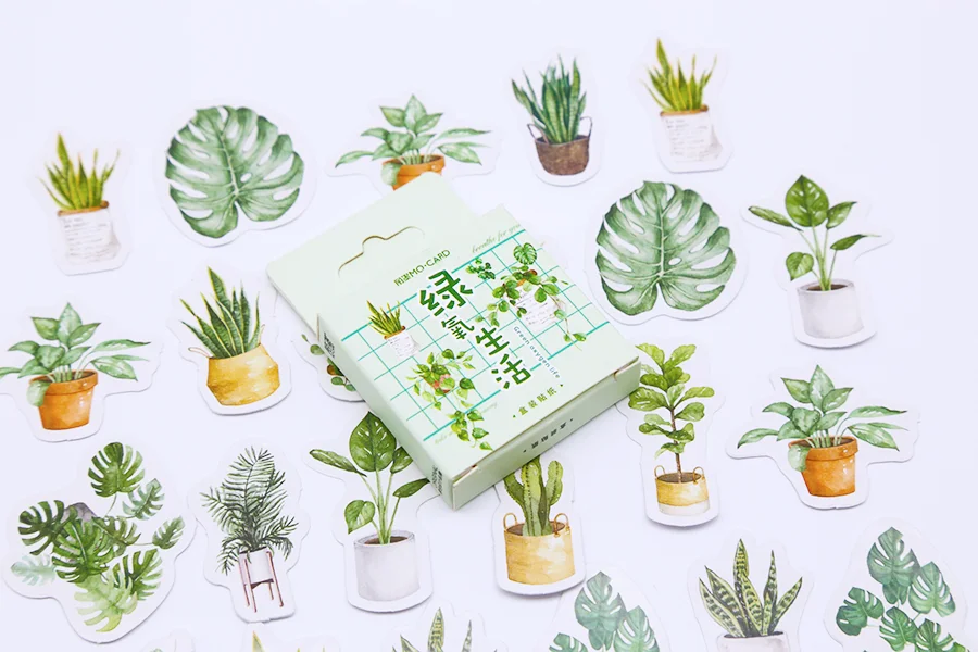 

45pcs/box Plant Series Stickers Green Life Students School Diary Decoration Sticker Office Label (ss-1001)