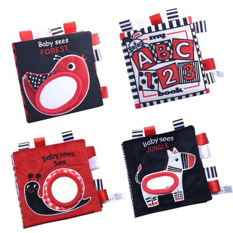 

Infant toy Soft Cloth book Learning Resources Visual Excitement Book Black White Enlightenment Educational toy Animalstereo book