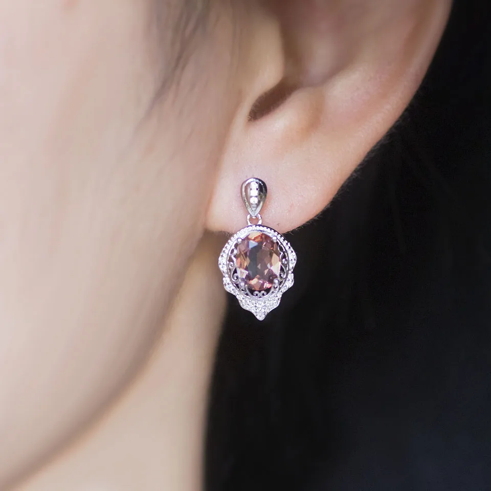 

Bolai Zultanite Leaf Dangle Earrings 925 Sterling Silver 9*7mm Color Changing Diaspore Jewelry Women Wedding Anniversary Gift