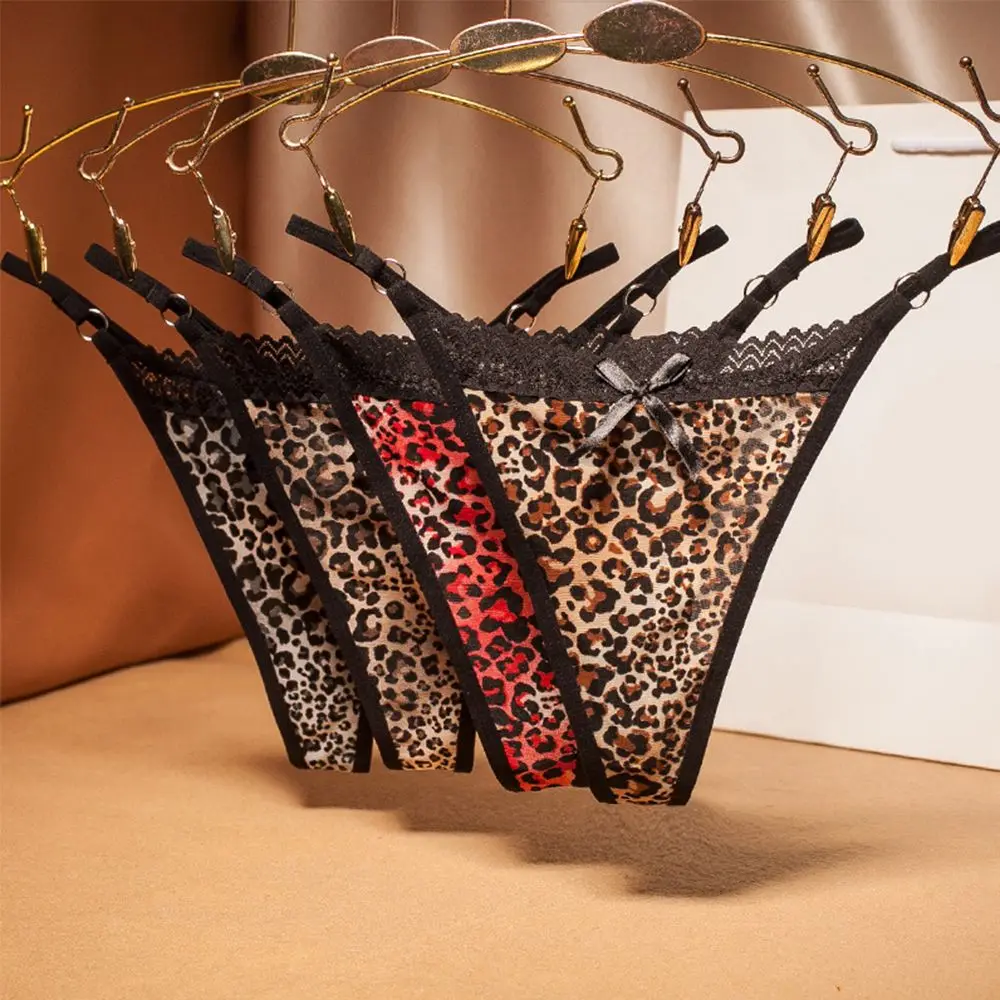 

1 Pcs Women Leopard Sexy Briefs Ladies Charming Low Waist Lace Thin Panties Bikini Thongs G-string T-back Knickers Underwear