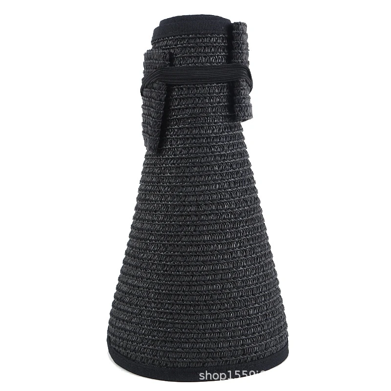 

Topless beach hat sunshade empty top hat straw hat female summer sunscreen folding big edge sun hat adult parent child hat