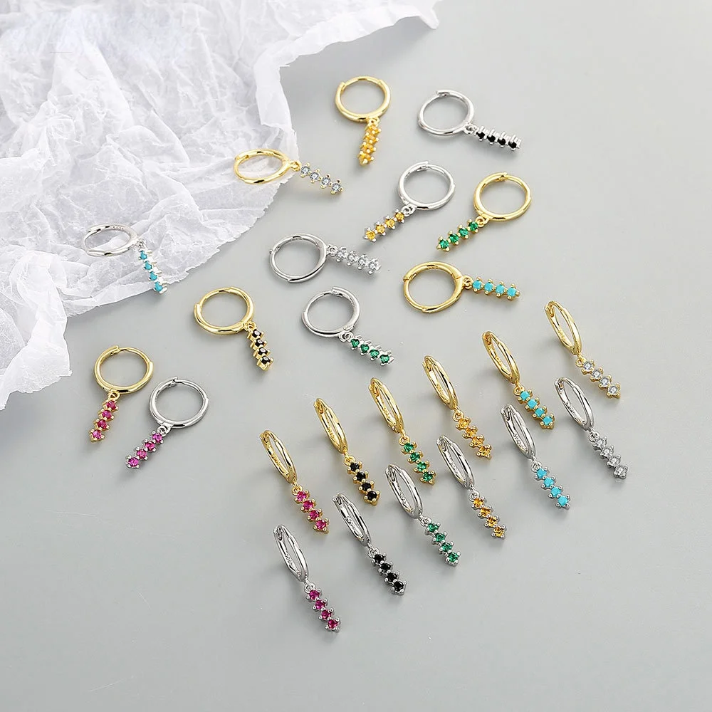 

Fashion Small Blue Zircon Rainboe Dangle Earrings for Women Cute Line Round Hoop Wedding Earrings Jewelry Luxury Jewelry