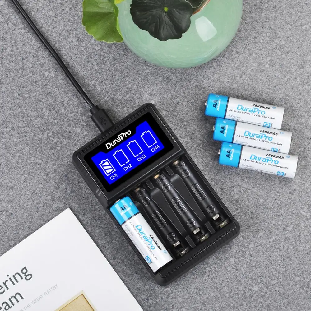 Аккумуляторная батарея Durapro AA AAA Ni-MH Bateria + 4 слота зарядное устройство набор для