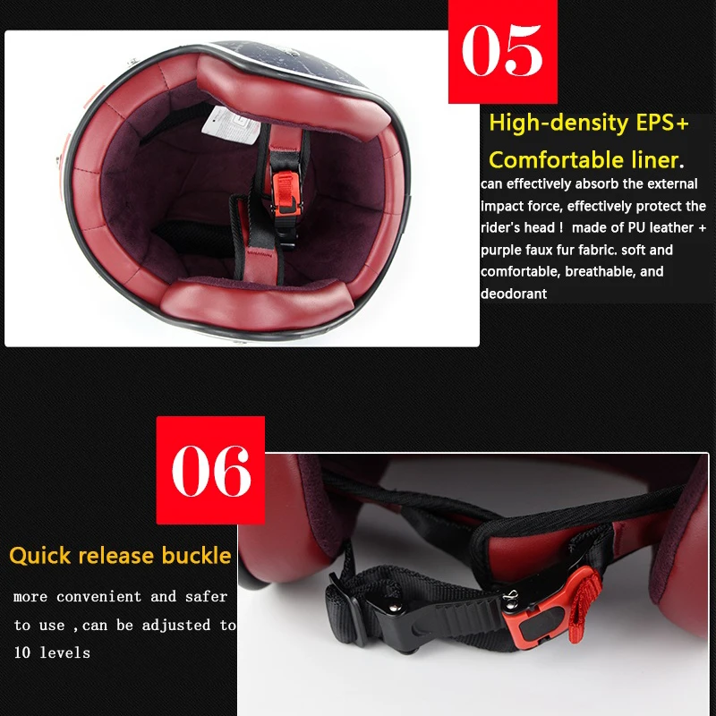 Шлем мотоциклетный в стиле ретро с открытым лицом SM512|Шлемы| |