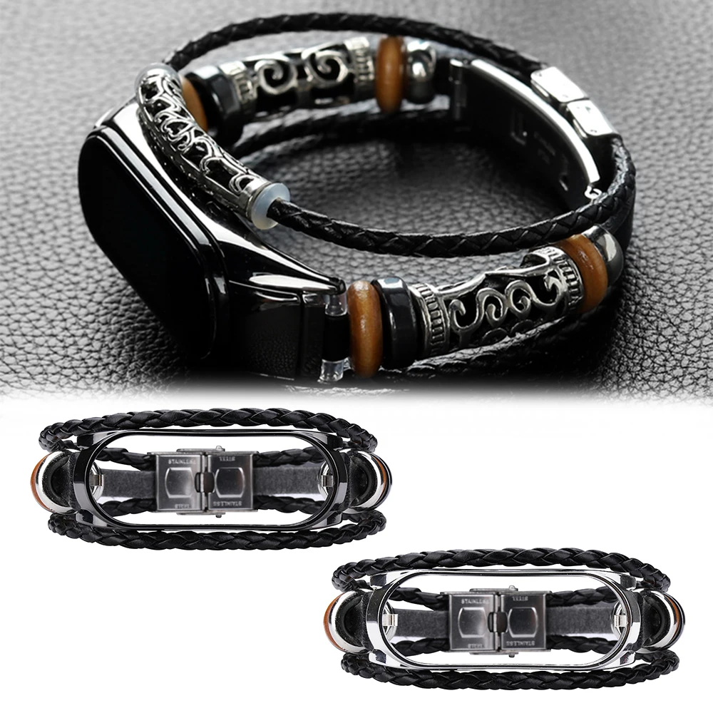 Ремешок для часов металлический многослойный из натуральной кожи ретро