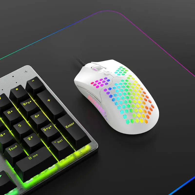 

M5 Hollow-out Honeycomb Shell Gaming Mouse Colorful RGB Backlit Light Wired Mice