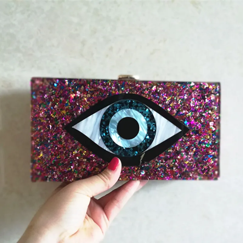 Красивый кошелек со сглаза, Evileyebag, сумка для женщин, модная, на заказ, жемчужно-голубой цвет, цветная акриловая коробка, клатчи, кошелек, сумочка, сумки