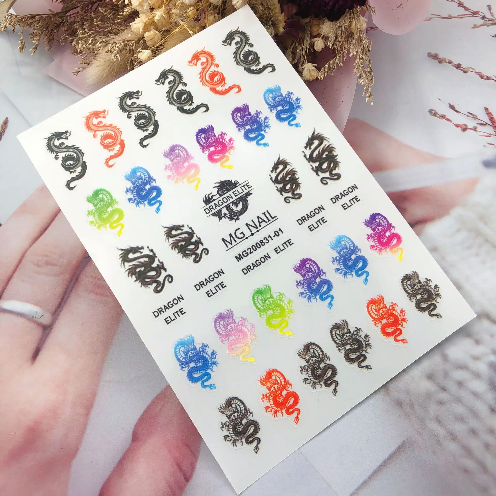 Наклейки для ногтей красный черный дракон | Красота и здоровье