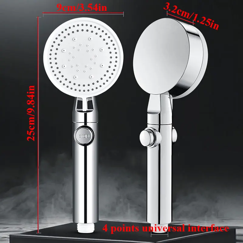 

4-speed Pressurized Shower Practical High-Temperature Resistant Bath Supplies Booster Nozzle Shower Head Bathroom Supplies
