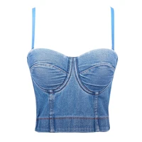 summer crop top women tank top cropped woman clothes sexy camis push up denim bra clothing backless bustier party club vest