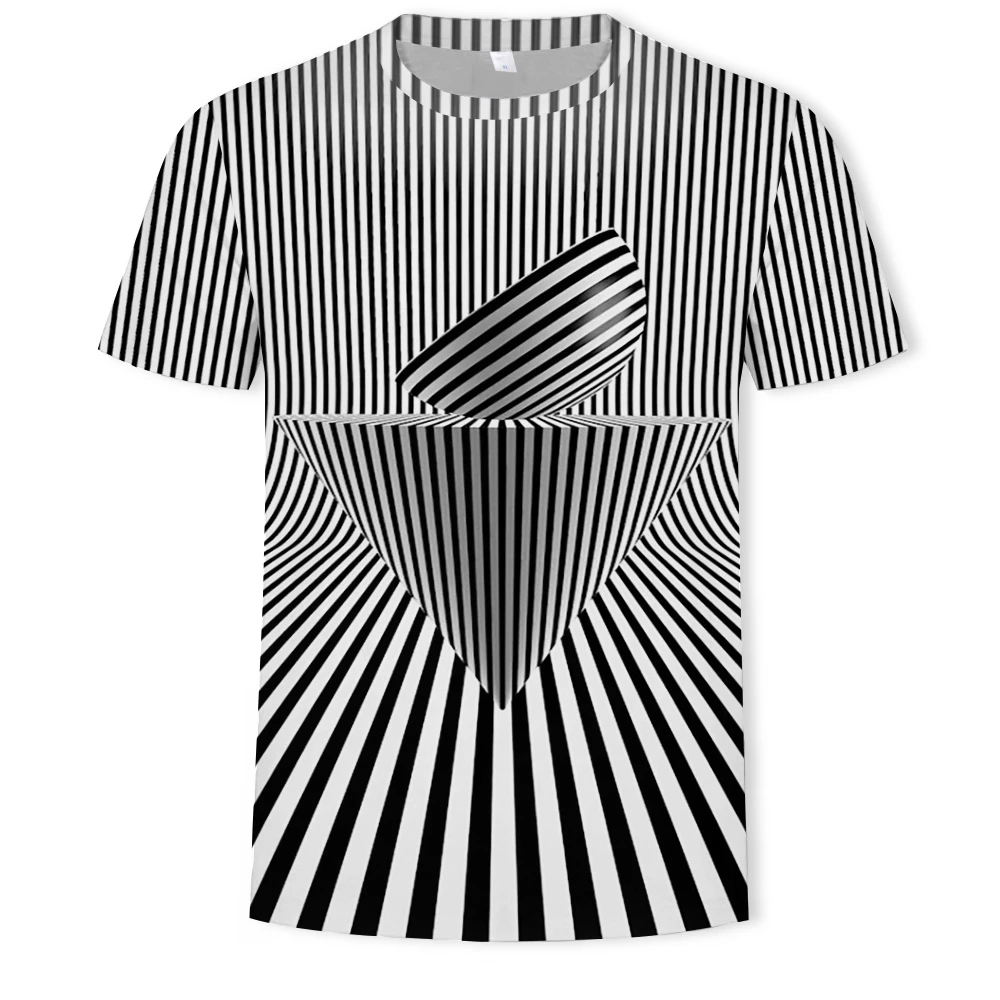 

Summer fashion men's T-shirt 3D geometric printing casual T-shirt three-dimensional clothing Full size 100-6XL men's T-shirt