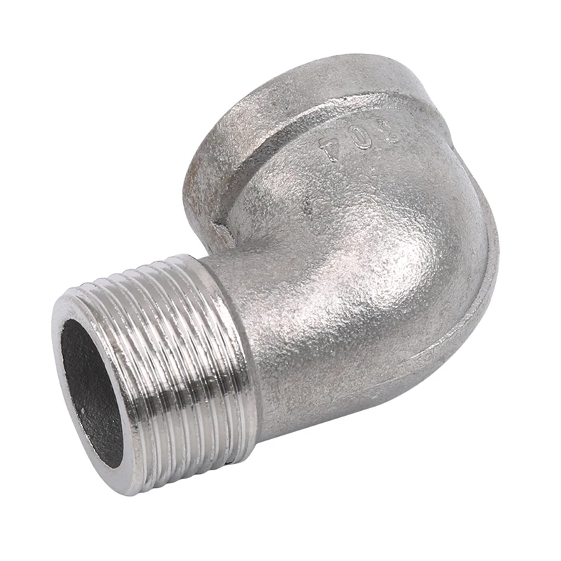 Угловой фитинг для труб из нержавеющей стали с внутренней и наружной резьбой