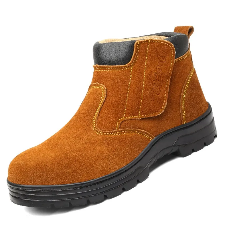 Мужские защитные ботинки большого размера для сварки рабочие из мягкой кожи со