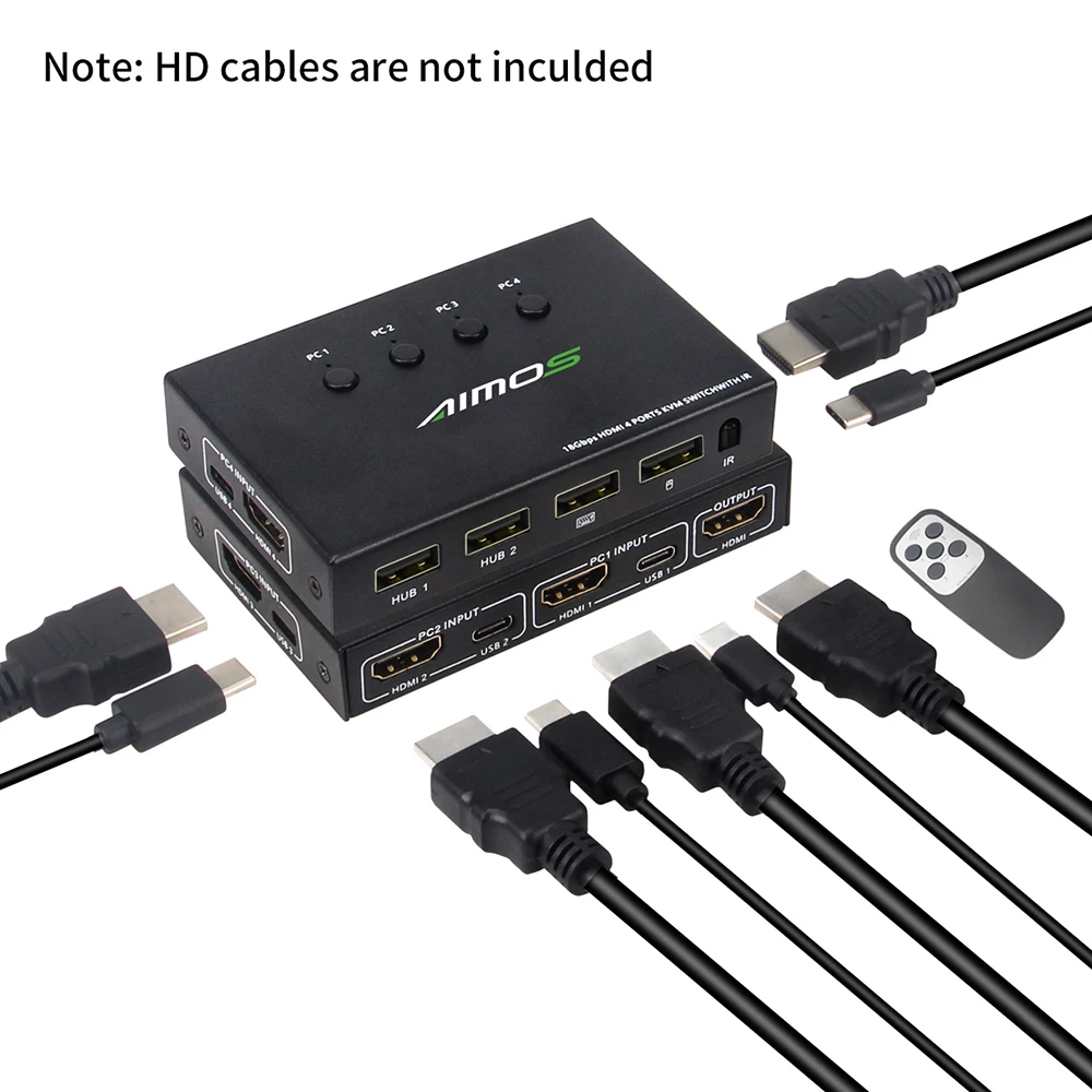 Переключатель AIMOS 4K @ 60 Гц 4-портовый USB-переключатель селектор выключатель 4 в 1 с
