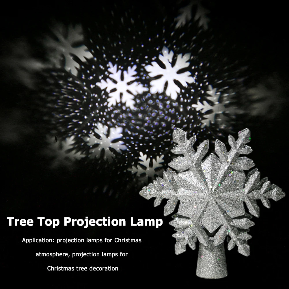 

Christmas Tree Topper LED Snowflake Star Top Light Projection Lamp Light Party Romantic Projector Lights Home Xmas Decorations