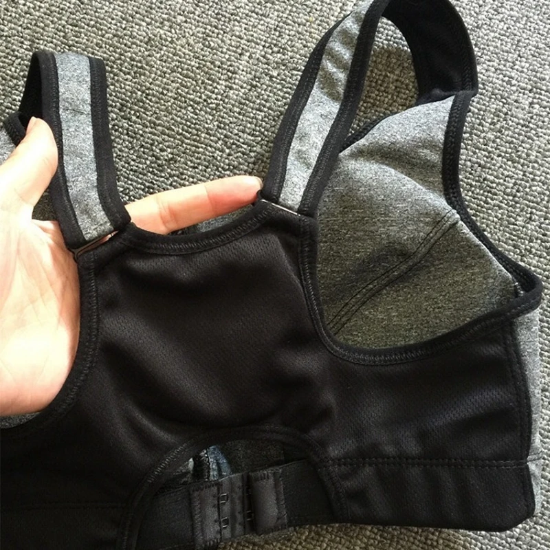 

Front Zipper Yoga Bralette Women Solid Color Push Up Gather High Impact Support Shockproof Anti-Sweat Naked Feel Gym Maiden Bra