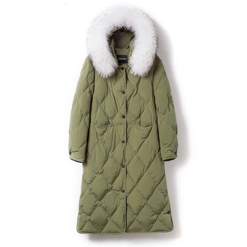 Новая зимняя куртка на 95% гусином пуху женское длинное пальто с капюшоном парки