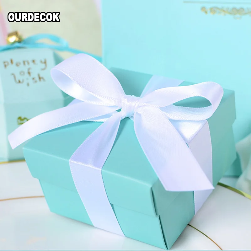100 шт Романтическая Свадебная коробка Tiffany Blue бумажная коробка для конфет DIY коробки для конфет печенья подарочные коробки для свадебной вечеринки принадлежности для конфет